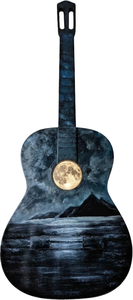 Guitarra Azul — óleo sobre madera, pieza única
